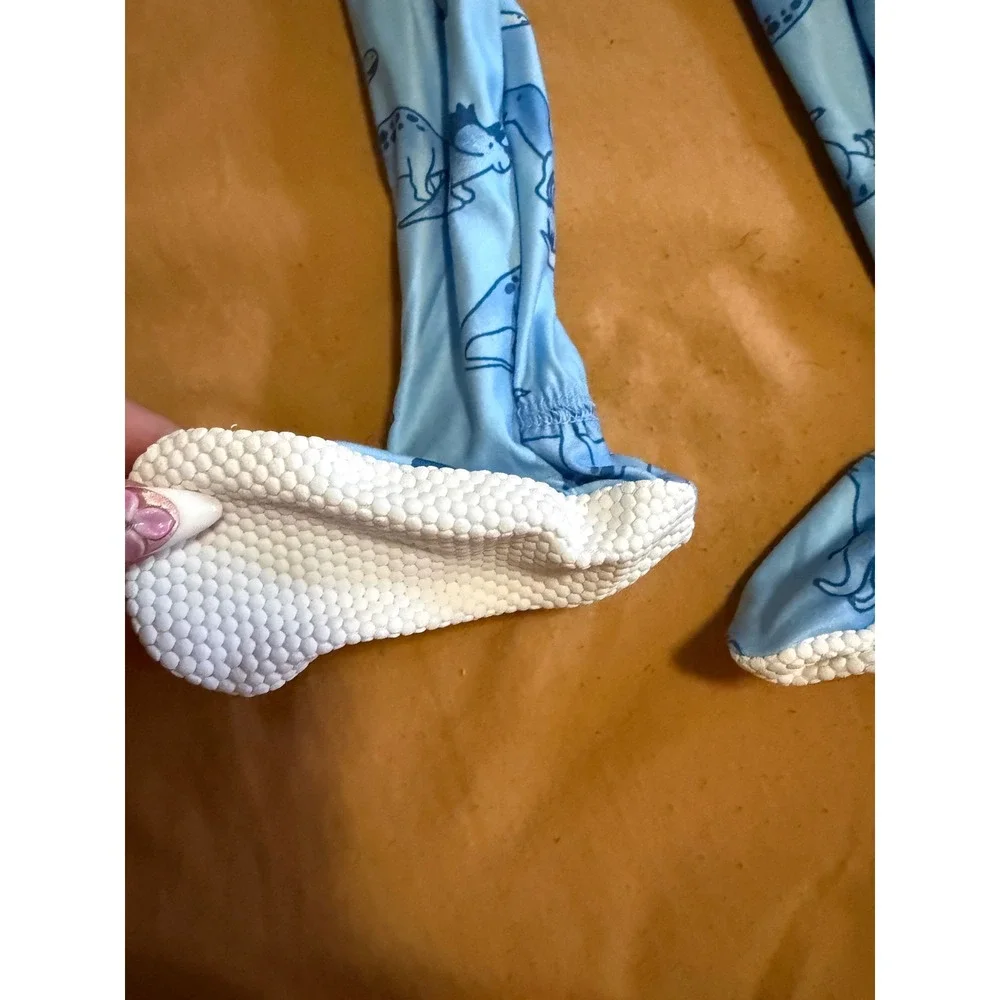 Max & Olivia 12mo Blue Dinosaur Footed Pajamas Sleeper and Lovey Blanket Set NEW